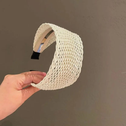 Hair Accessories Relaxed Hollow Woven Women Headband Wide Edge High Skull Top Hair Hoop Hair Ornament Women Girls
