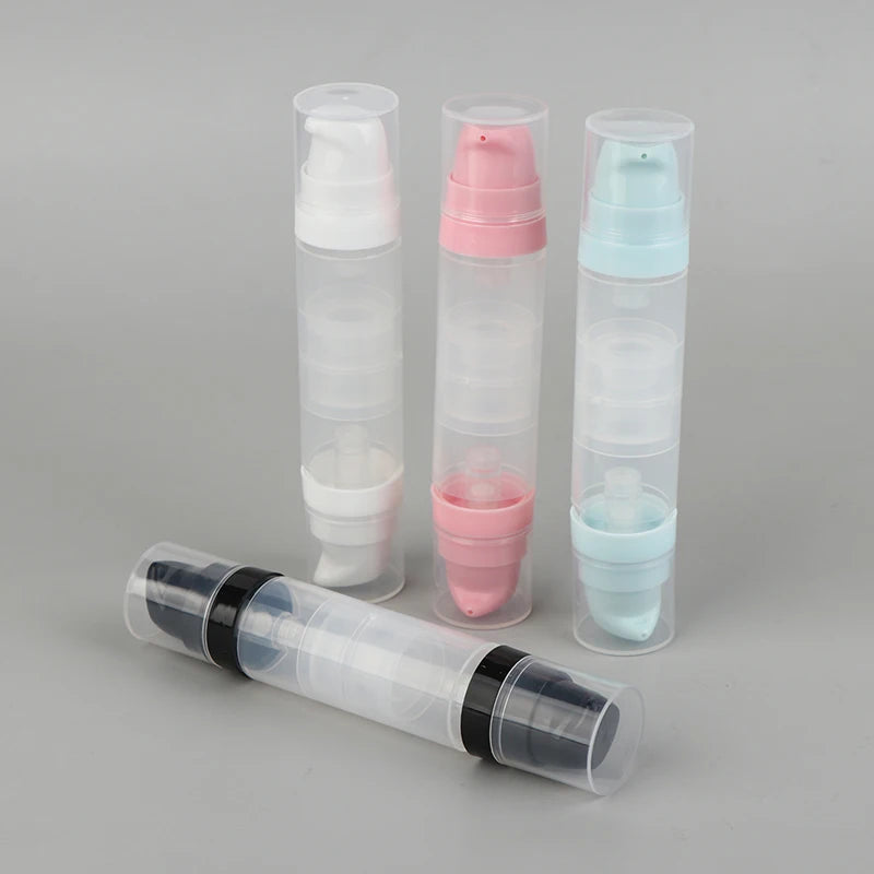 ●5ml+5ml Double Headed Vacuum Press Type Spray/Lotion Bottle Refillable Makeup Cosmetics Cream Gel Moisturizers Liquid Container