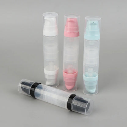●5ml+5ml Double Headed Vacuum Press Type Spray/Lotion Bottle Refillable Makeup Cosmetics Cream Gel Moisturizers Liquid Container