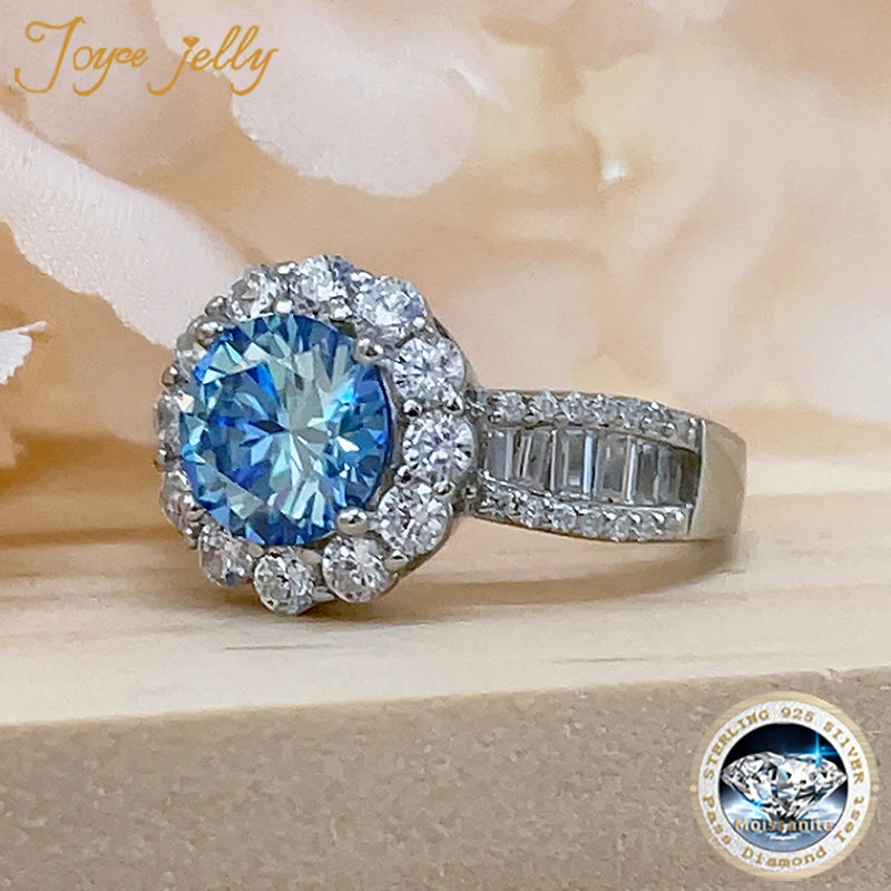 JoyceJelly 2ct Moissanite Rings With GRA Certifi for Cham Lady D Color VVS Moissanite Gemstone Dating Wedding Party Jewerly Gift