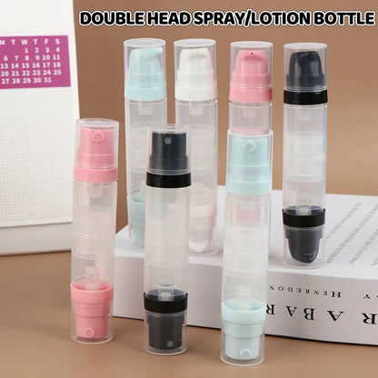 ●5ml+5ml Double Headed Vacuum Press Type Spray/Lotion Bottle Refillable Makeup Cosmetics Cream Gel Moisturizers Liquid Container