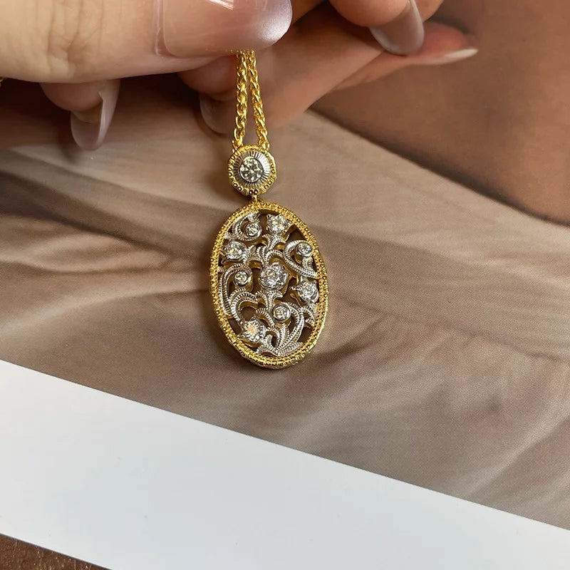 Unique elegant Romantic collar chain retro light luxury hollow out inlay diamonds lily of the valley necklace wedding jewelry