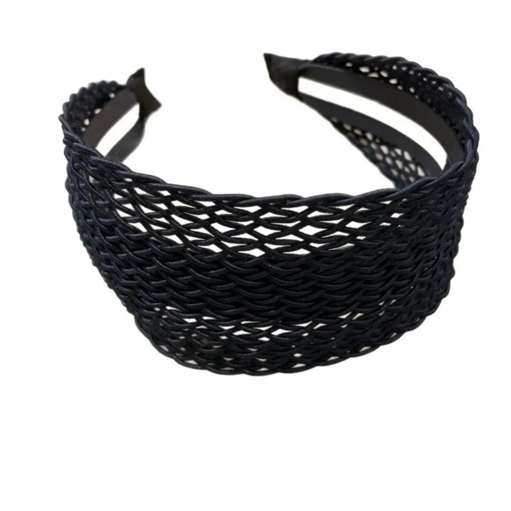 Hair Accessories Relaxed Hollow Woven Women Headband Wide Edge High Skull Top Hair Hoop Hair Ornament Women Girls