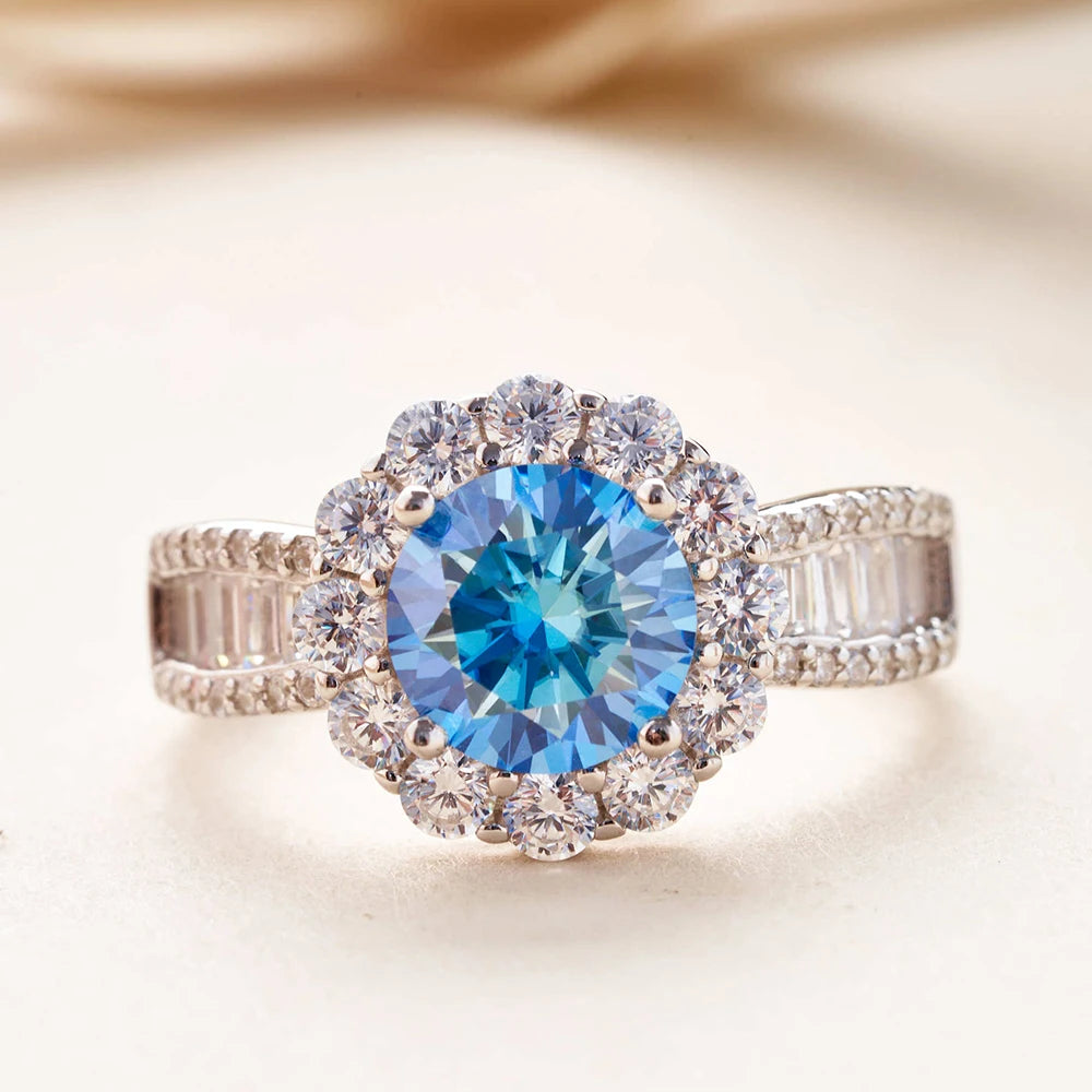 JoyceJelly 2ct Moissanite Rings With GRA Certifi for Cham Lady D Color VVS Moissanite Gemstone Dating Wedding Party Jewerly Gift