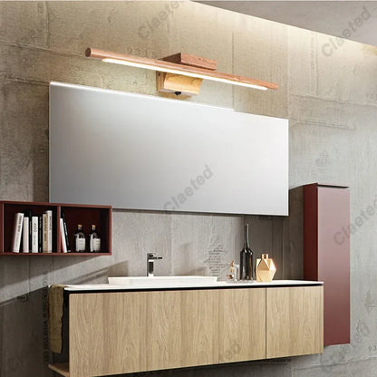 LED Mirror Light Bathroom Changing Room Dressing Table Solid Wood Wall Light Bedroom Hallway Corridor Wall Light with Switch