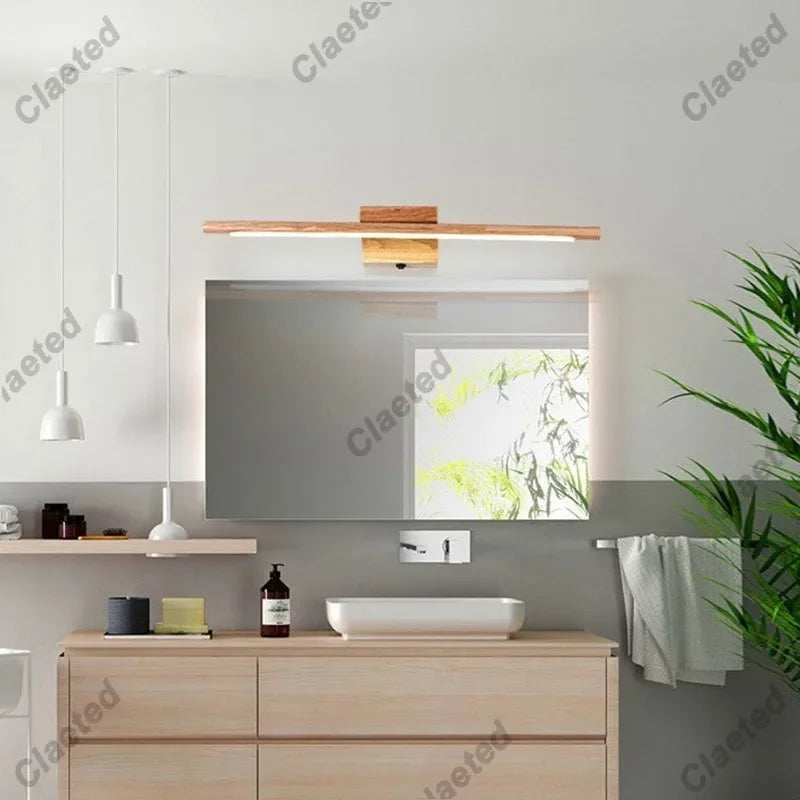 LED Mirror Light Bathroom Changing Room Dressing Table Solid Wood Wall Light Bedroom Hallway Corridor Wall Light with Switch