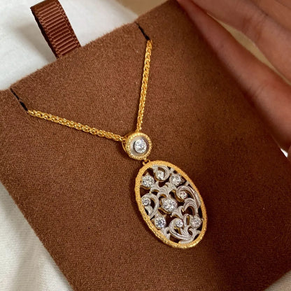 Unique elegant Romantic collar chain retro light luxury hollow out inlay diamonds lily of the valley necklace wedding jewelry