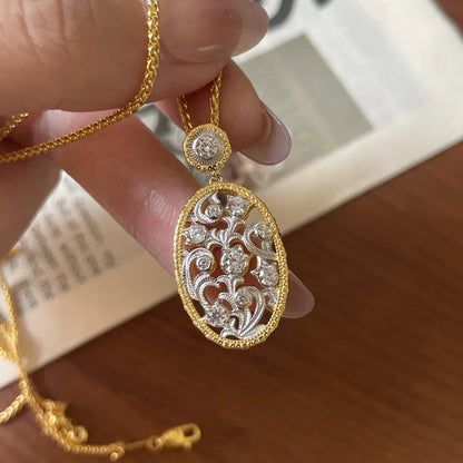 Unique elegant Romantic collar chain retro light luxury hollow out inlay diamonds lily of the valley necklace wedding jewelry