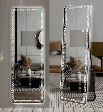l # Led Mirror Full Length Infinite Illuminated Bathroom Mirror Light Touch Switch Makeup Mirror Led Crystal