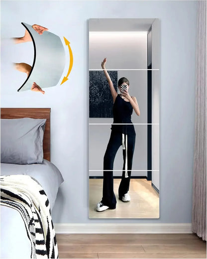 Wall Mirror Full Length Mirror for Bedroom Full Body Shatterproof Mirror Large Unbreakable Frameless Soft Acrylic Mirrors