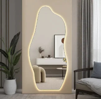 Smart Mirror with LED, Full-length Mirror Wall-mounted or Bracket-mounted, Dressing Mirror Suitable for Clothing Stores, Bedroom