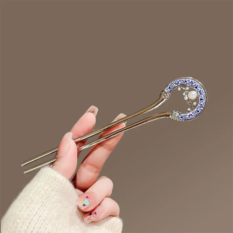 Fashion Hair Accessories Metal U Shape Hair Clip For Women Elegant Simulated Pearl Tassels Hairpin Female Headwear Gifts