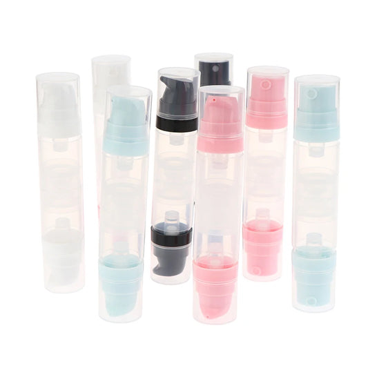 ●5ml+5ml Double Headed Vacuum Press Type Spray/Lotion Bottle Refillable Makeup Cosmetics Cream Gel Moisturizers Liquid Container