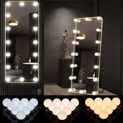 LED Makeup Mirror w/Detachable Lights,USB Powered Hollywood Vanity Mirror,Dressing Table LED Cosmetic Mirror Light for Makeup