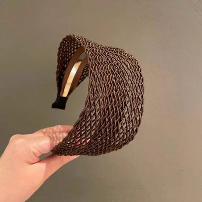 Hair Accessories Relaxed Hollow Woven Women Headband Wide Edge High Skull Top Hair Hoop Hair Ornament Women Girls