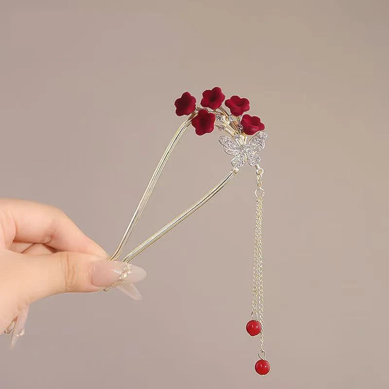 Fashion Hair Accessories Metal U Shape Hair Clip For Women Elegant Simulated Pearl Tassels Hairpin Female Headwear Gifts