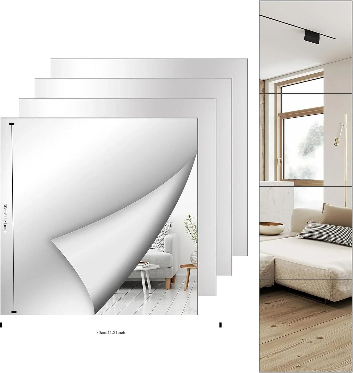 Wall Mirror Full Length Mirror for Bedroom Full Body Shatterproof Mirror Large Unbreakable Frameless Soft Acrylic Mirrors