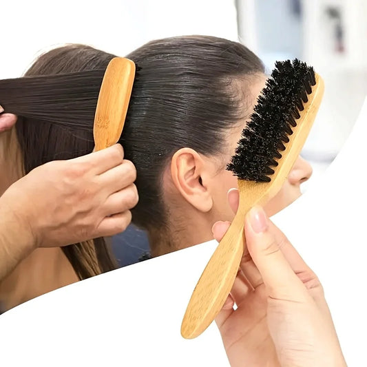 Bristle Hair Brush, Natural Bristle Detangler Brush for Women, Smoothing & Shining Hair, Ideal for Daily Styling & Home Use