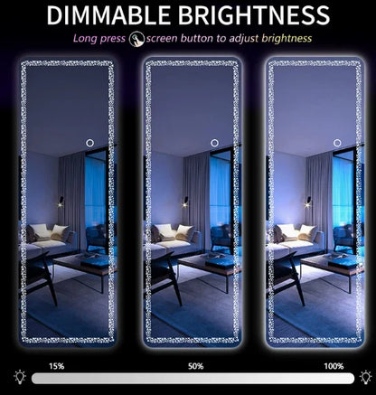 l # Led Mirror Full Length Infinite Illuminated Bathroom Mirror Light Touch Switch Makeup Mirror Led Crystal