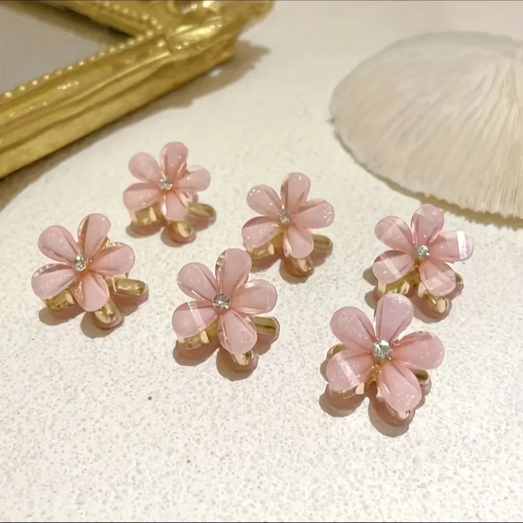 6pcs 3pcs 1pc Kids Women Girls Flower Shaped Hair Grab Clips, Faux Pearl Decorative Hair Barrettes Hair Decoration Accessories