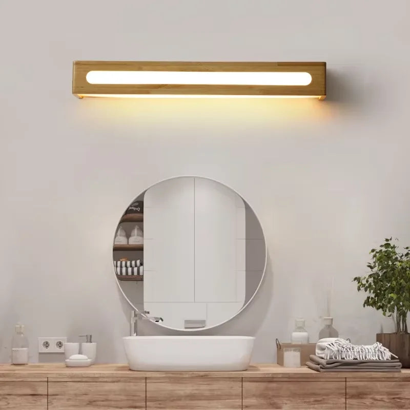 Modern Bathroom Mirror Wall Lamps Nordic Solid Wooden LED Sconce light   Linear Bedroom bedside Corridor staircase Lighting