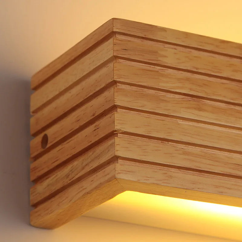 Modern Bathroom Mirror Wall Lamps Nordic Solid Wooden LED Sconce light   Linear Bedroom bedside Corridor staircase Lighting
