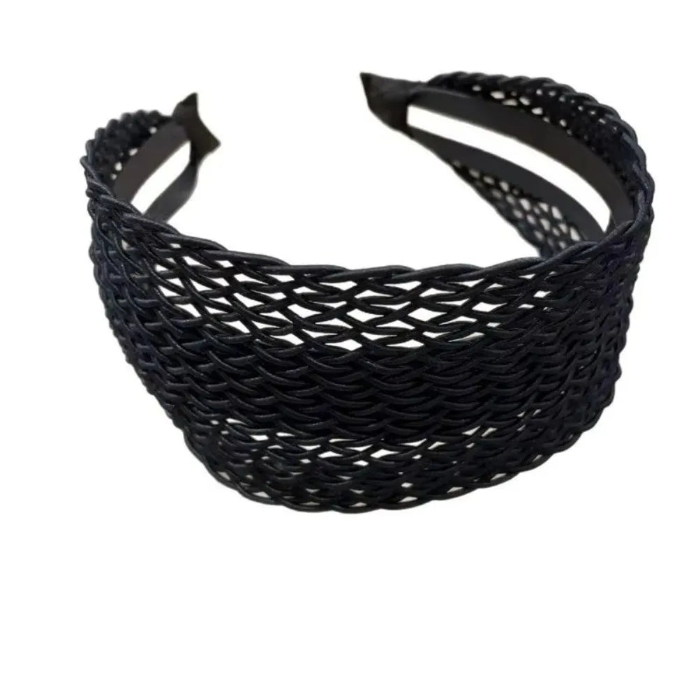 Hair Accessories Relaxed Hollow Woven Women Headband Wide Edge High Skull Top Hair Hoop Hair Ornament Women Girls