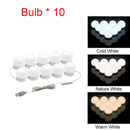LED Makeup Mirror w/Detachable Lights,USB Powered Hollywood Vanity Mirror,Dressing Table LED Cosmetic Mirror Light for Makeup