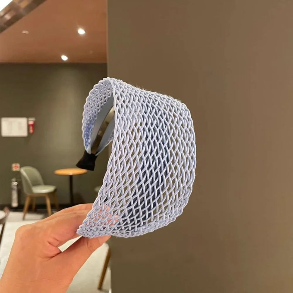 Hair Accessories Relaxed Hollow Woven Women Headband Wide Edge High Skull Top Hair Hoop Hair Ornament Women Girls