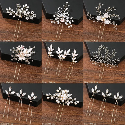 Hair Pins Hair Accessories For Women Wedding Accessories Hair Clips Jewelry Rhinestone Pearl Flower Hair Clip Pins Headpiece