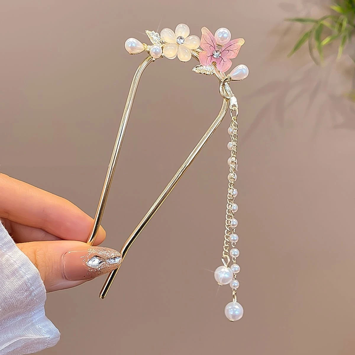 Fashion Hair Accessories Metal U Shape Hair Clip For Women Elegant Simulated Pearl Tassels Hairpin Female Headwear Gifts
