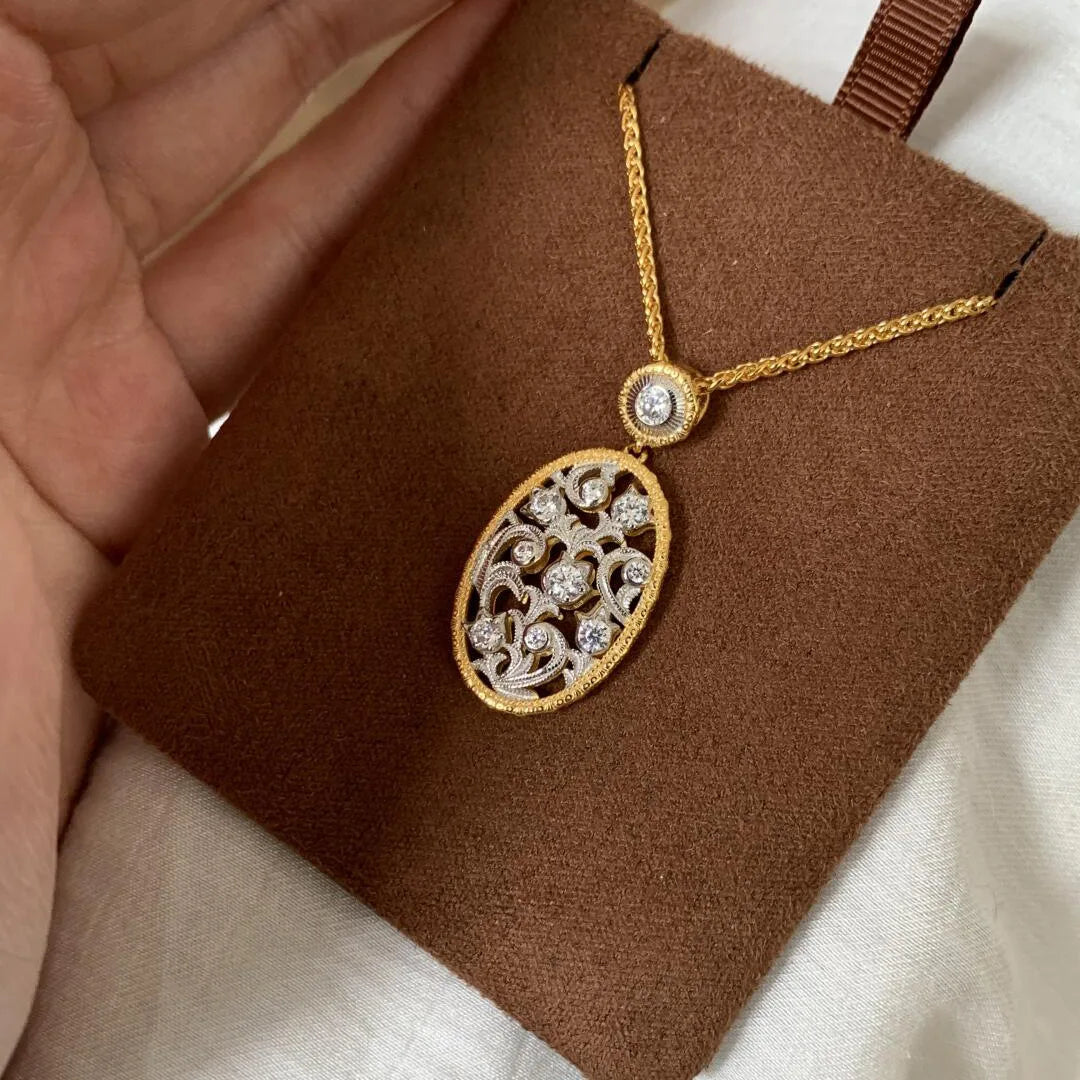 Unique elegant Romantic collar chain retro light luxury hollow out inlay diamonds lily of the valley necklace wedding jewelry