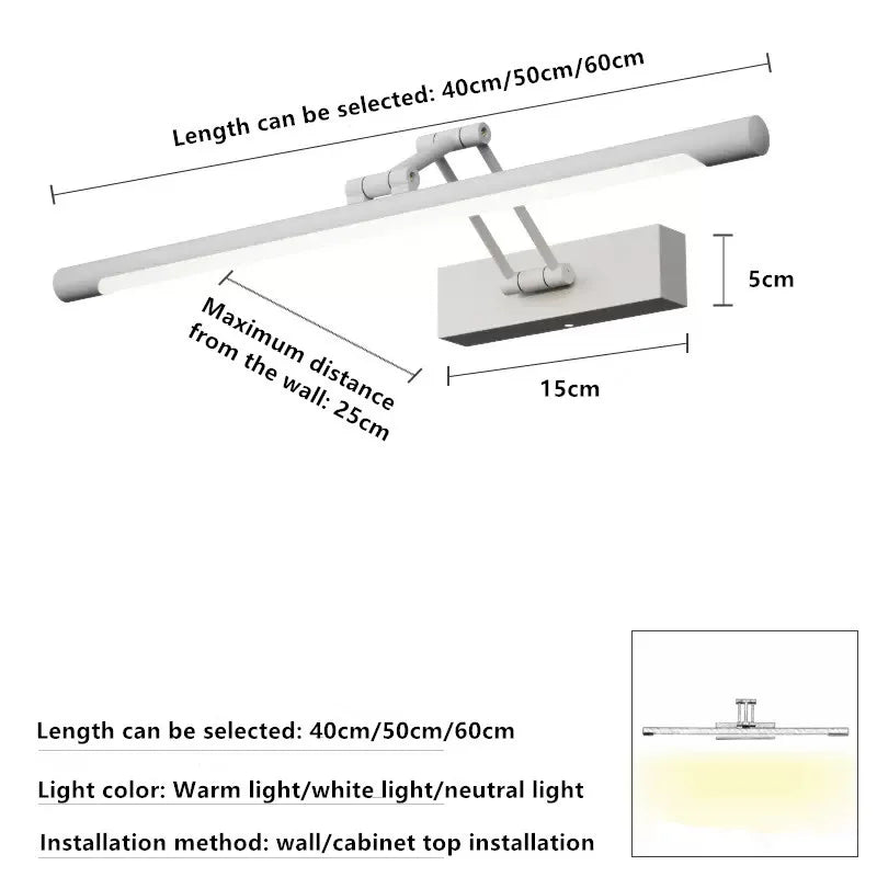 Mirror Front Light LED Bathroom Cabinet Dressing Table Mirror Light Foldable Telescopic Mirror Cabinet  Dedicated  Light