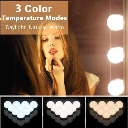 LED Makeup Mirror w/Detachable Lights,USB Powered Hollywood Vanity Mirror,Dressing Table LED Cosmetic Mirror Light for Makeup